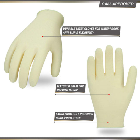 VGO100 PCS Rubber Industrial Gloves, Powdered, Disposable Gloves, Non-Sterile, Good For Painting  And Finishing Services (White,RB0001)
