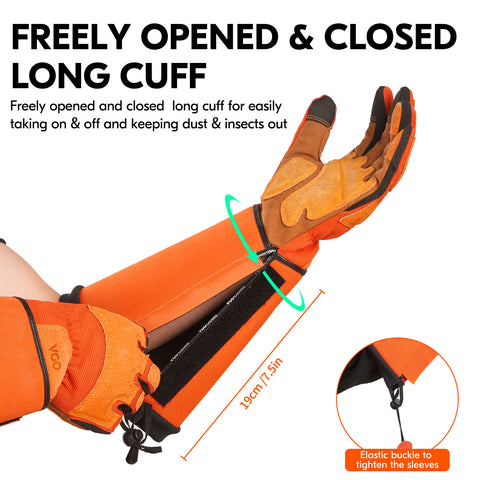 VGO 1Pair Gardening Gloves Unisex,Safety Work Gloves,Long Sleeves Gauntlet,Puncture Proof,Touchscreen(Orange,SL7496)