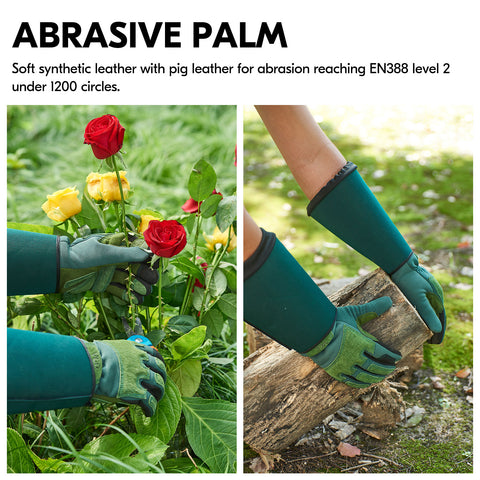 VGO 1 Pair Gardening Gloves Unses,Safety Work Gloves,Long Sleeves Gauntlet,Puncture-proof,Thorn Proof,Touchscreen(Green,SL7477)