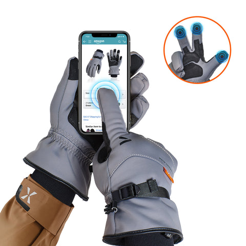 VGO 1 Pair -20℃/-4°F or Above Winter Outdoor Gloves ,Ski Gloves,Hiking Gloves,Cycling Gloves  For Male and Female (Above 18 years old) (Grey, FT3115FW)