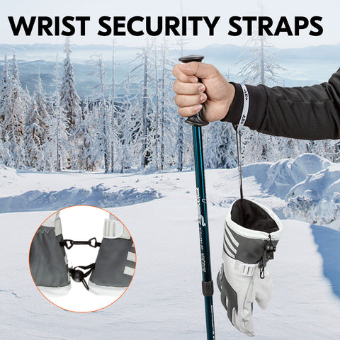 VGO 2 Pairs -4℉ 3M G80 Lined Unisex Goatskin Waterproof Ski Gloves (Ladies, Grey, SF-GA2446FW-W)