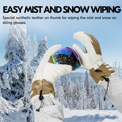VGO 2 Pairs -4℉ 3M G80 Lined Unisex Goatskin Waterproof Ski Gloves (Ladies, Grey, SF-GA2446FW-W)