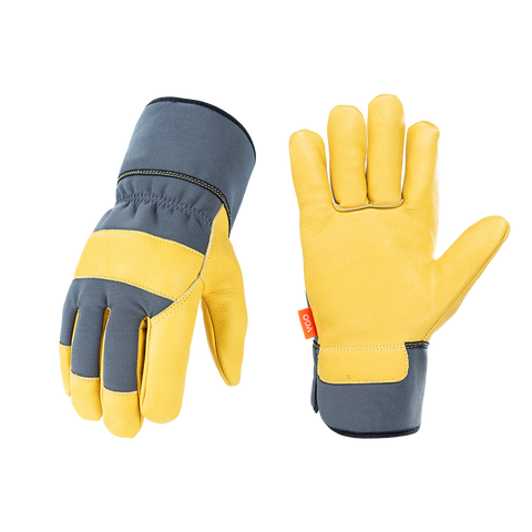 VGO 1 Pair Unlined Safety Cow Grain Leather Work Gloves Men, Construction gloves, Gardening gloves (CA3501HL)