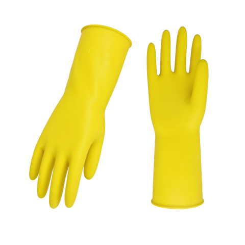 VGO 3/10 Pairs Reusable Household Cleaning Dishwashing Kitchen Glove, Long Sleeve, Household Gloves for Gardening and Painting (Yellow, HH4601)
