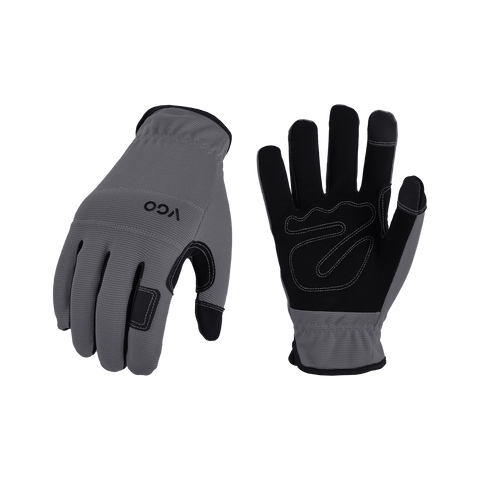 VGO Safety Work Gloves, Builder Gloves, Gardening Gloves, Light Duty Mechanic Gloves (Red/Grey/Yellow,NB7581)