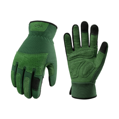 VGO Ladies' Synthetic Leather Gardening Gloves Thornproof Durability & Anti-shock ( Green, SL7471)